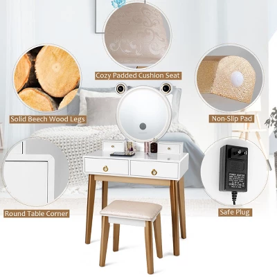 Costway Vanity Dressing Table Set Touch Screen Dimming Mirror 6 Costway Vanity Dressing Table Set Touch Screen Dimming Mirror - Image 6