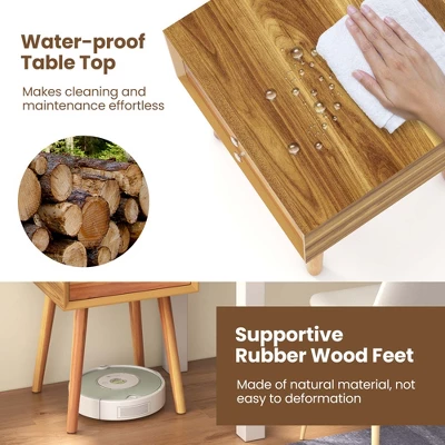 Costway End Table W/Drawers And Storage Wooden Mid-Century Accent Side Table Multipurpose For Bedroom, Living Room Home Furniture Nightstand 6 Costway End Table W/Drawers And Storage Wooden Mid-Century Accent Side Table Multipurpose For Bedroom, Living Room Home Furniture Nightstand - Image 6