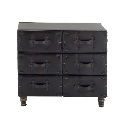 Traditional 6 Drawer Faux Leather Chest Black - Olivia & May 7 Traditional 6 Drawer Faux Leather Chest Black - Olivia & May - Image 7