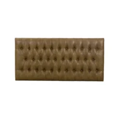58" Draper Large Bench With Button Tufting Faux Leather Light Brown - HomePop -DreamNest Store GUEST 79e6d243 f926 4e1d 94fa fde12d3a168e