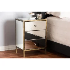 Baxton Studio Nouria Mirrored 3 Drawer Nightstand Bedside Table Silver - BaxtonStudio -DreamNest Store GUEST 7a02c44a e440 4f55 96d1 2b46ebfc4762