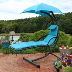 Sunnydaze Decor Sunnydaze Outdoor Hanging Chaise Floating Lounge Chair With Canopy Umbrella And Arc Stand 19 Sunnydaze Decor Sunnydaze Outdoor Hanging Chaise Floating Lounge Chair With Canopy Umbrella And Arc Stand -DreamNest Store GUEST 7a14d9bd 4158 4868 b7c4 eaafbf514b99