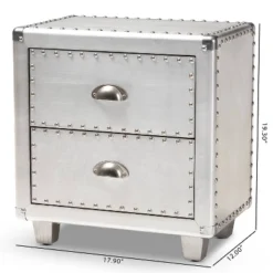 2 Drawer Davet Metal Nightstand Silver - Baxton Studio -DreamNest Store GUEST 7a160061 3cb4 47f9 be53 9dc447012ee3