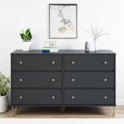 6 Drawer Owen Dresser Black - Novogratz