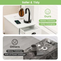 Costway Side End Table Nightstand With Charging Station Storage For Living Room Bedroom -DreamNest Store GUEST 7a65fe63 7f43 4f4e 82ae 539e8c8b36bd