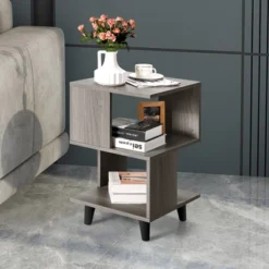 Costway 2 PCS Nightstand Set Modern Side End Table Storage Shelf Grey -DreamNest Store GUEST 7ad38ebf 3078 4816 8584 59e683f71996