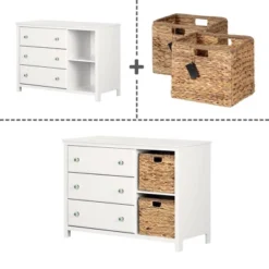 Balka 3 Drawer Dresser With Baskets Pure White - South Shore -DreamNest Store GUEST 7b2e2915 51d0 4a6a bbc9 dae9fc35fb4d