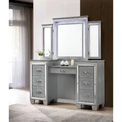 2pc Mallery Vanity Set With Stool Silver - HOMES: Inside + Out -DreamNest Store GUEST 7c013e39 84dd 4232 a898 7fd69f033509