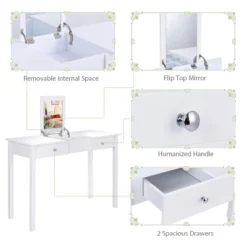 Costway Vanity Table Dressing Table Flip Top Desk Furniture White 16 Costway Vanity Table Dressing Table Flip Top Desk Furniture White -DreamNest Store GUEST 7c71cdcb 5cbc 4237 a414 6a67e5e56d5a