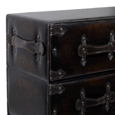 Traditional 6 Drawer Faux Leather Chest Black - Olivia & May 3 Traditional 6 Drawer Faux Leather Chest Black - Olivia & May - Image 3