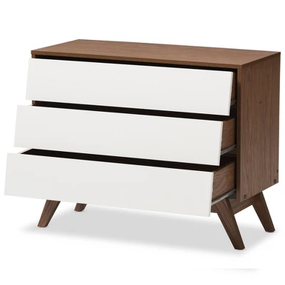 Hildon Mid-Century Modern Wood 3 Drawer Storage Chest Brown - Baxton Studio 1 Hildon Mid-Century Modern Wood 3 Drawer Storage Chest Brown - Baxton Studio