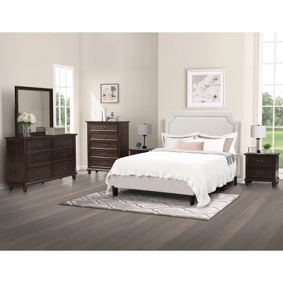 6pc Queen Angelique Bedroom Set With Upholstered Platform Bed - Abbyson Living 1 6pc Queen Angelique Bedroom Set With Upholstered Platform Bed - Abbyson Living