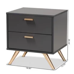 Kelson Wood 2 Drawer Nightstand Dark Gray/Gold - Baxton Studio 7 Kelson Wood 2 Drawer Nightstand Dark Gray/Gold - Baxton Studio -DreamNest Store GUEST 7d4e88af 9b7c 4488 9d1f e4330832d31f