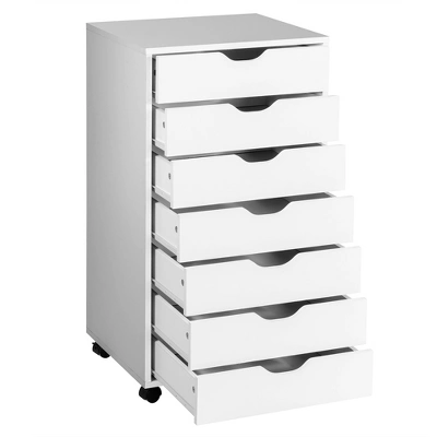 Costway 7 Drawer Chest Storage Dresser Floor Cabinet Organizer With Wheels White 9 Costway 7 Drawer Chest Storage Dresser Floor Cabinet Organizer With Wheels White - Image 9