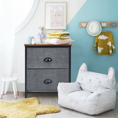 Costway 2 Drawers Nightstand Side Table Storage Unit Display Metal Frame Dorm Room 4 Costway 2 Drawers Nightstand Side Table Storage Unit Display Metal Frame Dorm Room - Image 4