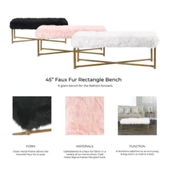 Faux Fur Rectangle Bench White - HomePop -DreamNest Store GUEST 7daf0164 ce5e 4466 a2a1 b8a6b9eb7f8b