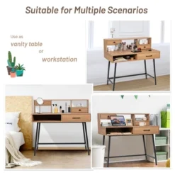 Costway Makeup Vanity Table Computer Writing Desk Storage With Drawer Shelf Industrial -DreamNest Store GUEST 7e23366e 04cd 4b85 b2a7 1ffb51f6ad1d