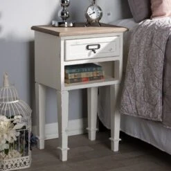 Dauphine 1 Drawer Provincial Style Oak And Distressed Finish Wood Nightstand White - Baxton Studio 11 Dauphine 1 Drawer Provincial Style Oak And Distressed Finish Wood Nightstand White - Baxton Studio -DreamNest Store GUEST 7eab99ae deda 46b6 a07e a07ff27e9783