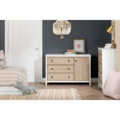 Cotton Candy 4-Drawer Chest Pure White And Rustic Oak - South Shore -DreamNest Store GUEST 7ee4f0d2 4d4d 48d9 a869 acf1be36014b