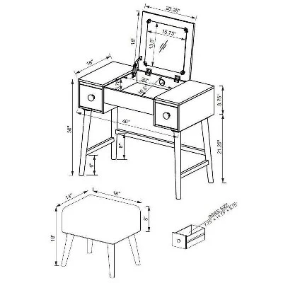 Viola Vanity Set Brown - Linon 18 Viola Vanity Set Brown - Linon - Image 18