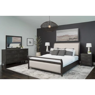 5pc Cindi Sleigh Bedroom Set Gray - Abbyson Living 1 5pc Cindi Sleigh Bedroom Set Gray - Abbyson Living