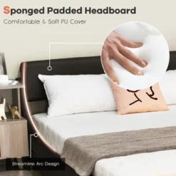 Costway Full Faux Leather Upholstered Platform Bed Adjustable Headboard Black 11 Costway Full Faux Leather Upholstered Platform Bed Adjustable Headboard Black -DreamNest Store GUEST 7f6989cd b1c5 4f07 9e93 4e86e46e62ff