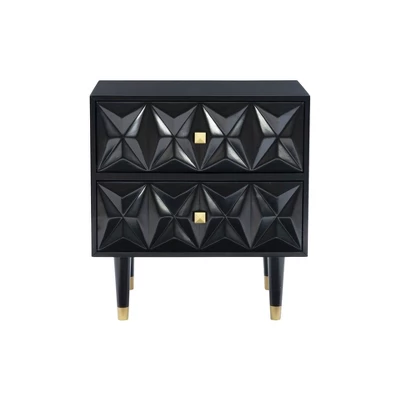 2 Drawer Geo Textured Nightstand - Linon 1 2 Drawer Geo Textured Nightstand - Linon