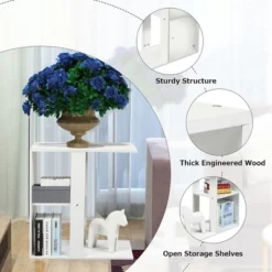 Costway 3-tier Side Table W/Storage Shelf Space-saving Nightstand White 15 Costway 3-tier Side Table W/Storage Shelf Space-saving Nightstand White -DreamNest Store GUEST 7ffa62db bd81 4207 b50f b378d8ce08e5