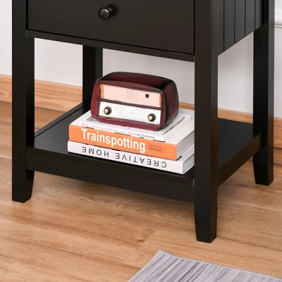 HOMCOM Modern Style Nightstand, Side Table With Drawer And Storage Shelf For Bedroom, Or Living Room 6 HOMCOM Modern Style Nightstand, Side Table With Drawer And Storage Shelf For Bedroom, Or Living Room - Image 6