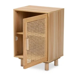 Maclean Rattan Wood 1 Door Nightstand Natural/Brown - Baxton Studio -DreamNest Store GUEST 80c8de23 c5e2 4fe6 8609 fb3821c47d91