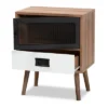 Hubbard Two-Tone Wood And Metal 1 Drawer Nightstand Natural Brown/Black/White - Baxton Studio