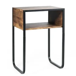Costway Side Table Industrial Coffee Table W/Metal Frame Rustic End Table Nightstand -DreamNest Store GUEST 8292151e 4b4d 485d 9ce4 8aecf5d24f79