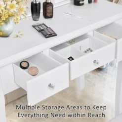 Costway Bedroom Wooden Mirrored Makeup Vanity Set Stool Table Set White 5 Drawers -DreamNest Store GUEST 82a55a30 58f6 40a7 9d7d 1e37ae948dfa