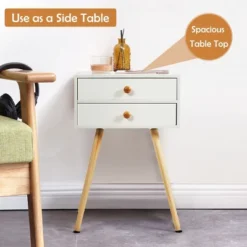 Costway Mid Century Modern 2 Drawers Nightstand In White Sofa Side Table End Table -DreamNest Store GUEST 82e13798 d9d0 4363 b8bc 56093f613942