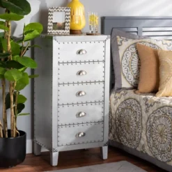 Carrel Metal 5 Drawer Accent Chest Silver - Baxton Studio 13 Carrel Metal 5 Drawer Accent Chest Silver - Baxton Studio -DreamNest Store GUEST 8338038c 8c19 4b1a 8677 e7160fd41abc