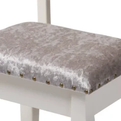 2pc Veronique White Finished Wood Vanity Table With Mirror And Ottoman White - Baxton Studio -DreamNest Store GUEST 83878cd8 7647 4b44 bb7a 32cc1051658f