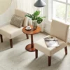 Carl Armless Fabric Upholstered Accent Chair Set Of 2 With Round Wood Side Table Slipper Chairs Sets-Maison Boucle