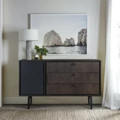 Cross Solid Oak And Metal 3 Drawer Dresser Dark Gray - Armen Living -DreamNest Store GUEST 83e122d1 1587 4b90 9a2b 4ead6cab90f5