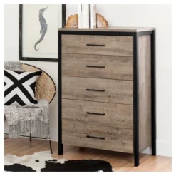 Munich Vertical Dresser Weathered Oak - South Shore