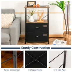Costway 2 Drawer Dresser W/Shelf Storage Tower Nightstand End Table Chest Black -DreamNest Store GUEST 848b3c06 521a 4d2d ac03 30d3f70c6e8d