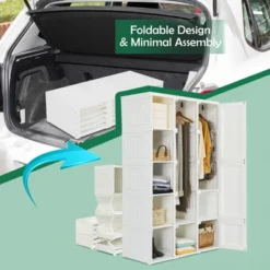 Costway Portable Closet Clothes Foldable Armoire Wardrobe Closet W/10 Cubes, Hanging Rods 11 Costway Portable Closet Clothes Foldable Armoire Wardrobe Closet W/10 Cubes, Hanging Rods -DreamNest Store GUEST 84aa7b98 d3ad 4925 94ae 011b5be6f247