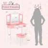 Costway Kids Vanity Princess Makeup Dressing Table Chair Set W/ Tri-folding Mirror