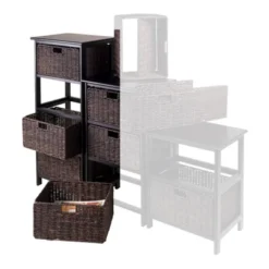 36.81" Omaha Storage Rack With Baskets Black - Winsome