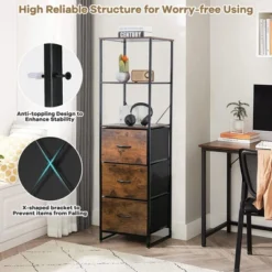 Costway Vertical 3 Drawer Dresser W/ 3 Shelves Tall Storage Tower Chest Freestanding -DreamNest Store GUEST 85cca933 f6b1 4d6b b9e1 ef82839f96f8