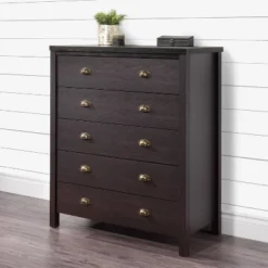 Boston 5 Drawer Dresser Black - CorLiving