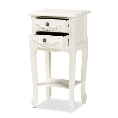 Eliya Wood 2 Drawer Nightstand White - Baxton Studio 2 Eliya Wood 2 Drawer Nightstand White - Baxton Studio - Image 2