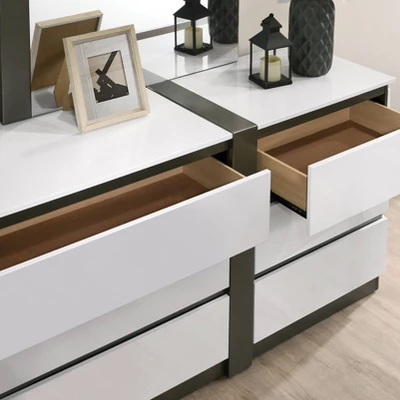 Pape Contemporary 6 Drawer Dresser With Mirror White/Metallic Gray - MiBasics 3 Pape Contemporary 6 Drawer Dresser With Mirror White/Metallic Gray - MiBasics - Image 3