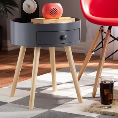 Jessen 1 - Drawer Wood Nightstand - Baxton Studio 2 Jessen 1 - Drawer Wood Nightstand - Baxton Studio - Image 2