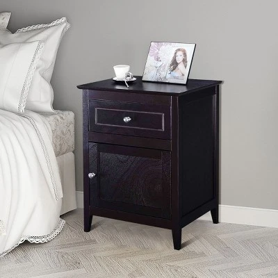 Costway End Table Nightstand Living Room Furniture Espresso Beechwood 8 Costway End Table Nightstand Living Room Furniture Espresso Beechwood - Image 8
