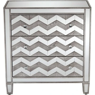 Studio 55D Mirrored Chevron 32" Wide 3-Drawer Accent Chest 3 Studio 55D Mirrored Chevron 32" Wide 3-Drawer Accent Chest - Image 3